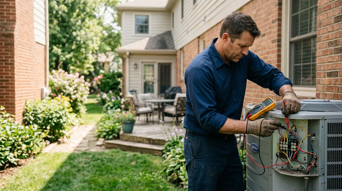 HVAC technician working in a home in Oklahoma